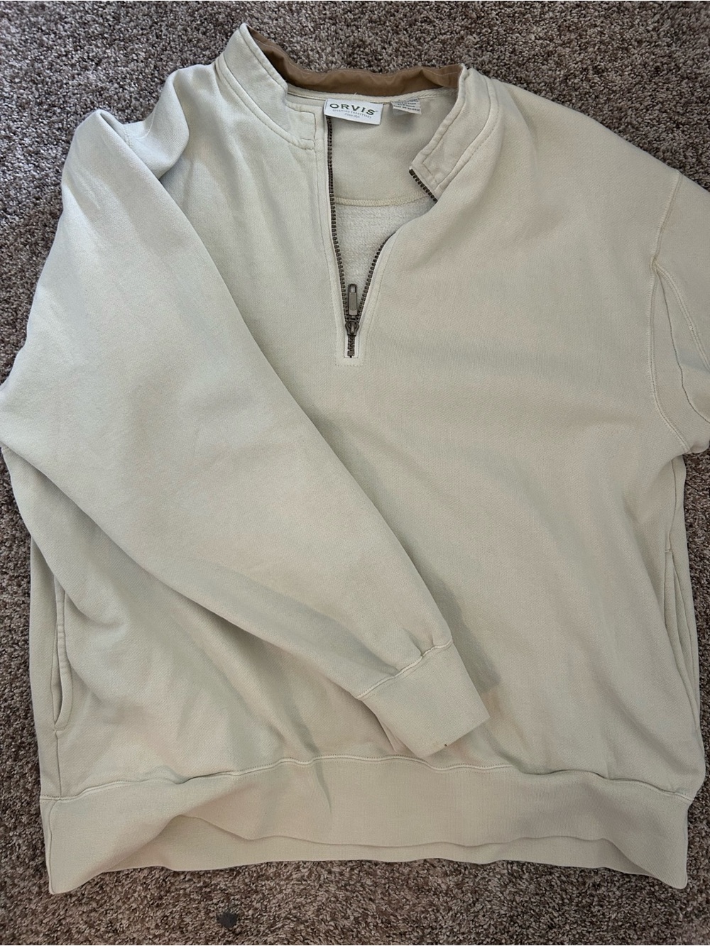 Orvis Men's Zip-Neck Sweater in Light Tan